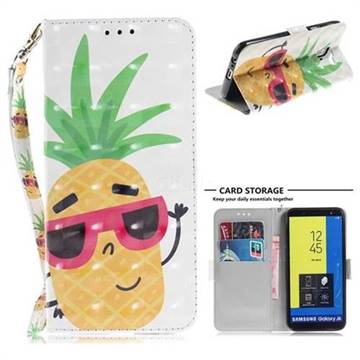 Pineapple Glasses 3D Painted Leather Wallet Phone Case for Samsung Galaxy J6 (2018) SM-J600F