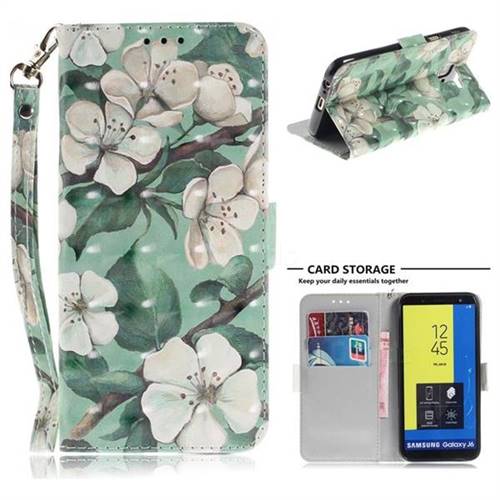 Watercolor Flower 3D Painted Leather Wallet Phone Case for Samsung Galaxy J6 (2018) SM-J600F