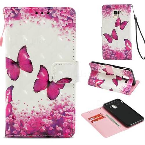 Rose Butterfly 3D Painted Leather Wallet Case for Samsung Galaxy J6 (2018) SM-J600F