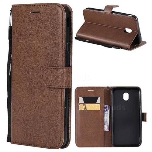 Retro Greek Classic Smooth PU Leather Wallet Phone Case for Samsung Galaxy J6 (2018) SM-J600F - Brown