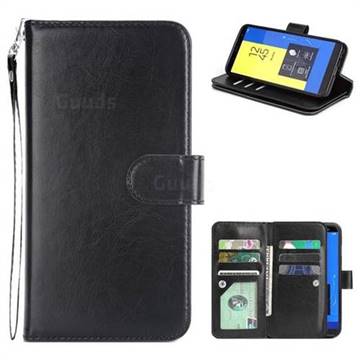 9 Card Photo Frame Smooth PU Leather Wallet Phone Case for Samsung Galaxy J6 (2018) SM-J600F - Black