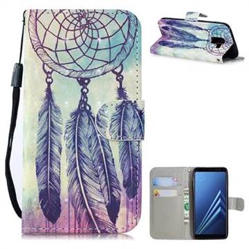 Feather Wind Chimes 3D Painted Leather Wallet Phone Case for Samsung Galaxy J6 (2018) SM-J600F