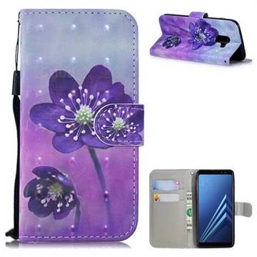 Purple Flower 3D Painted Leather Wallet Phone Case for Samsung Galaxy J6 (2018) SM-J600F