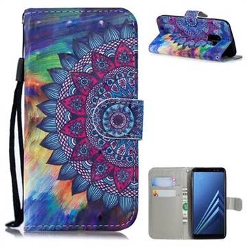 Oil Painting Mandala 3D Painted Leather Wallet Phone Case for Samsung Galaxy J6 (2018) SM-J600F
