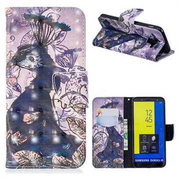 Purple Peacock 3D Painted Leather Wallet Phone Case for Samsung Galaxy J6 (2018) SM-J600F