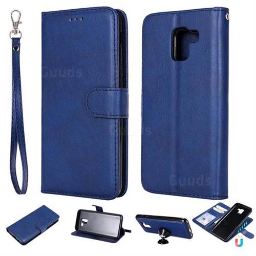 Retro Greek Detachable Magnetic PU Leather Wallet Phone Case for Samsung Galaxy J6 (2018) SM-J600F - Blue
