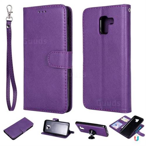 Retro Greek Detachable Magnetic PU Leather Wallet Phone Case for Samsung Galaxy J6 (2018) SM-J600F - Purple