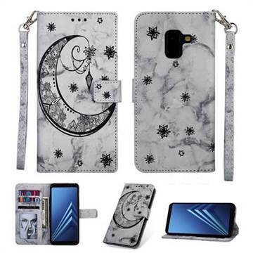Moon Flower Marble Leather Wallet Phone Case for Samsung Galaxy J6 (2018) SM-J600F - Black