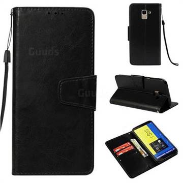 Retro Phantom Smooth PU Leather Wallet Holster Case for Samsung Galaxy J6 (2018) SM-J600F - Black