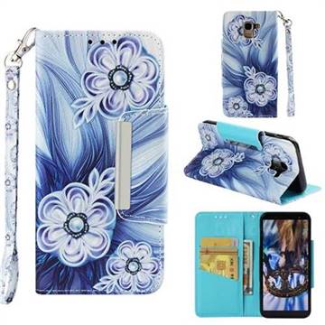 Button Flower Big Metal Buckle PU Leather Wallet Phone Case for Samsung Galaxy J6 (2018) SM-J600F