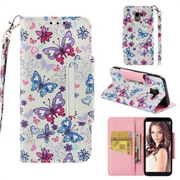 Colored Butterfly Big Metal Buckle PU Leather Wallet Phone Case for Samsung Galaxy J6 (2018) SM-J600F