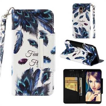Peacock Feather Big Metal Buckle PU Leather Wallet Phone Case for Samsung Galaxy J6 (2018) SM-J600F