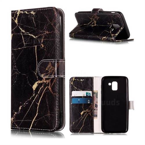 Black Gold Marble PU Leather Wallet Case for Samsung Galaxy J6 (2018) SM-J600F