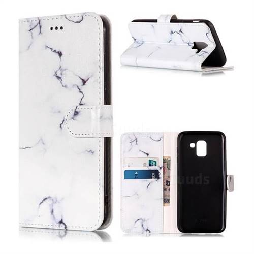 Soft White Marble PU Leather Wallet Case for Samsung Galaxy J6 (2018) SM-J600F