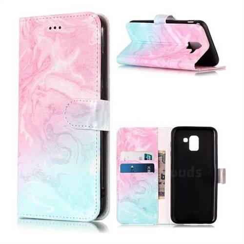 Pink Green Marble PU Leather Wallet Case for Samsung Galaxy J6 (2018) SM-J600F