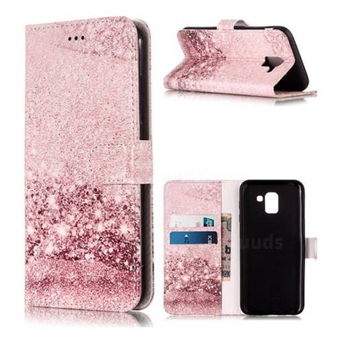 Glittering Rose Gold PU Leather Wallet Case for Samsung Galaxy J6 (2018) SM-J600F