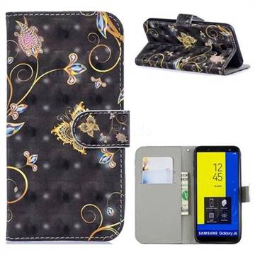 Black Butterfly 3D Painted Leather Phone Wallet Case for Samsung Galaxy J6 (2018) SM-J600F