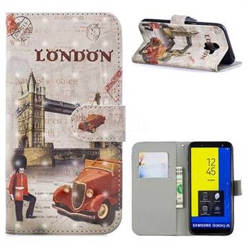Retro London 3D Painted Leather Phone Wallet Case for Samsung Galaxy J6 (2018) SM-J600F