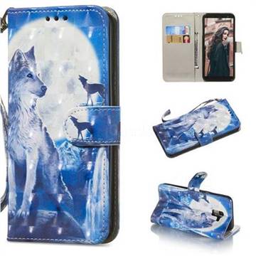 Ice Wolf 3D Painted Leather Wallet Phone Case for Samsung Galaxy J6 (2018) SM-J600F