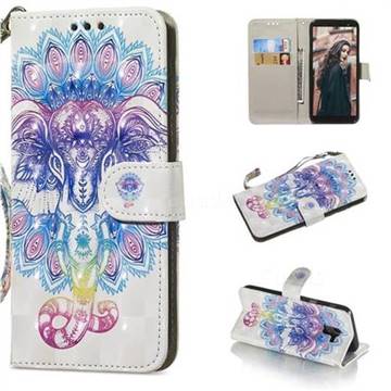 Colorful Elephant 3D Painted Leather Wallet Phone Case for Samsung Galaxy J6 (2018) SM-J600F