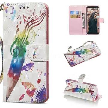 Music Pen 3D Painted Leather Wallet Phone Case for Samsung Galaxy J6 (2018) SM-J600F