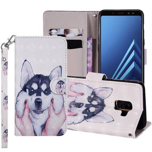 Husky Dog 3D Painted Leather Phone Wallet Case Cover for Samsung Galaxy J6 (2018) SM-J600F
