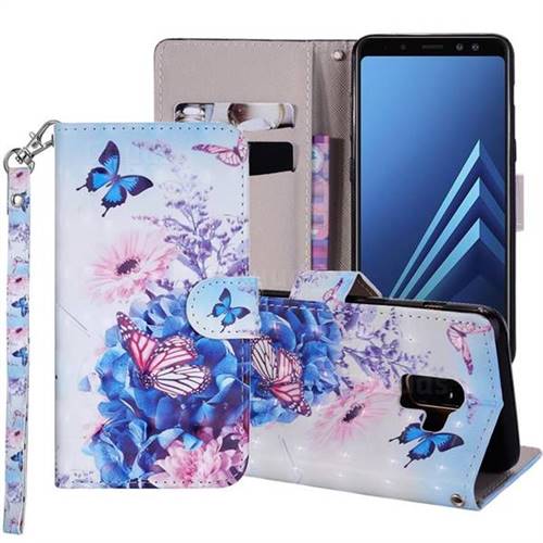 Pansy Butterfly 3D Painted Leather Phone Wallet Case Cover for Samsung Galaxy J6 (2018) SM-J600F