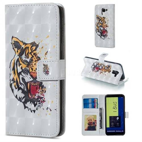 Toothed Tiger 3D Painted Leather Phone Wallet Case for Samsung Galaxy J6 (2018) SM-J600F