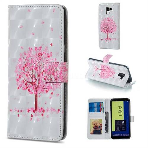 Sakura Flower Tree 3D Painted Leather Phone Wallet Case for Samsung Galaxy J6 (2018) SM-J600F