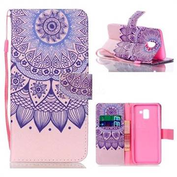 Purple Sunflower Leather Wallet Phone Case for Samsung Galaxy J6 (2018) SM-J600F