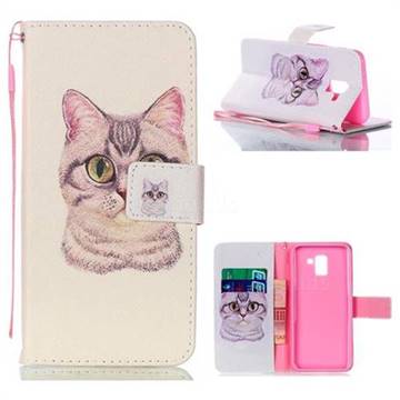 Lovely Cat Leather Wallet Phone Case for Samsung Galaxy J6 (2018) SM-J600F