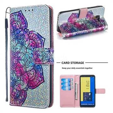 Glutinous Flower Sequins Painted Leather Wallet Case for Samsung Galaxy J6 (2018) SM-J600F