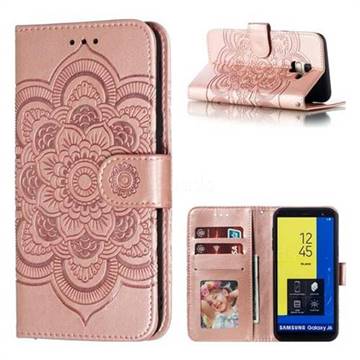 Intricate Embossing Datura Solar Leather Wallet Case for Samsung Galaxy J6 (2018) SM-J600F - Rose Gold