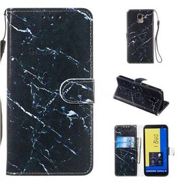 Black Marble Smooth Leather Phone Wallet Case for Samsung Galaxy J6 (2018) SM-J600F