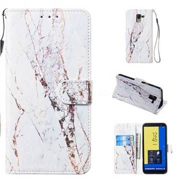 White Marble Smooth Leather Phone Wallet Case for Samsung Galaxy J6 (2018) SM-J600F
