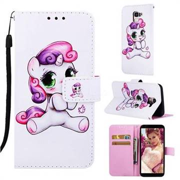Playful Pony Matte Leather Wallet Phone Case for Samsung Galaxy J6 (2018) SM-J600F