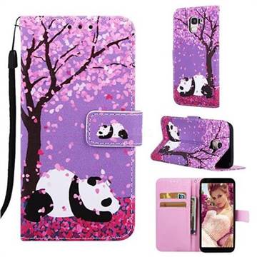 Cherry Blossom Panda Matte Leather Wallet Phone Case for Samsung Galaxy J6 (2018) SM-J600F