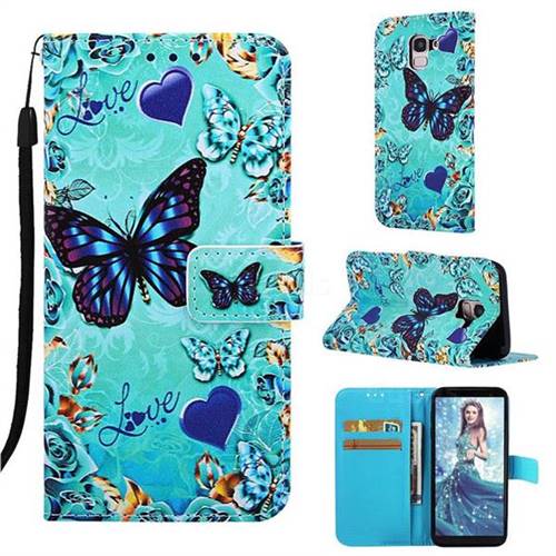 Love Butterfly Matte Leather Wallet Phone Case for Samsung Galaxy J6 (2018) SM-J600F