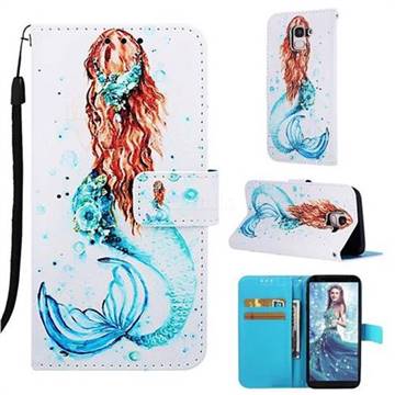 Mermaid Matte Leather Wallet Phone Case for Samsung Galaxy J6 (2018) SM-J600F