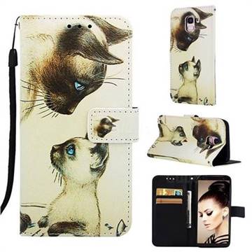 Cat Confrontation Matte Leather Wallet Phone Case for Samsung Galaxy J6 (2018) SM-J600F