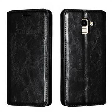 Retro Slim Magnetic Crazy Horse PU Leather Wallet Case for Samsung Galaxy J6 (2018) SM-J600F - Black