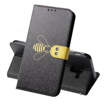 Silk Texture Bee Pattern Leather Phone Case for Samsung Galaxy J6 (2018) SM-J600F - Black