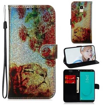 Tiger Rose Laser Shining Leather Wallet Phone Case for Samsung Galaxy J6 (2018) SM-J600F