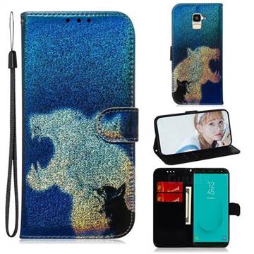 Cat and Leopard Laser Shining Leather Wallet Phone Case for Samsung Galaxy J6 (2018) SM-J600F