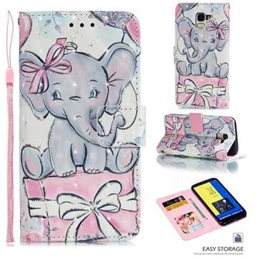 Bow Elephant 3D Painted Leather Phone Wallet Case for Samsung Galaxy J6 (2018) SM-J600F