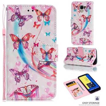 Ribbon Flying Butterfly 3D Painted Leather Phone Wallet Case for Samsung Galaxy J6 (2018) SM-J600F
