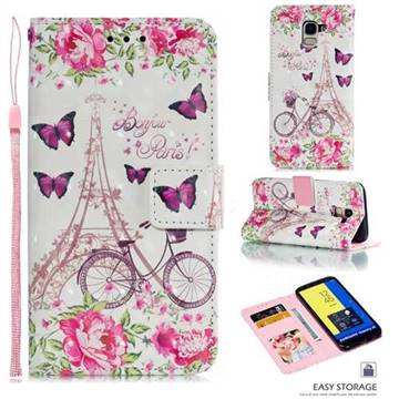 Bicycle Flower Tower 3D Painted Leather Phone Wallet Case for Samsung Galaxy J6 (2018) SM-J600F