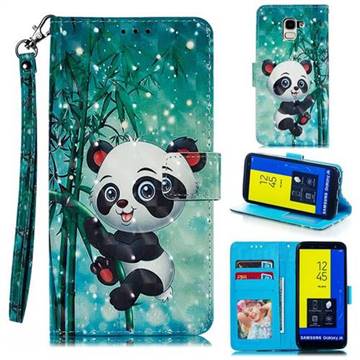 Cute Panda 3D Painted Leather Phone Wallet Case for Samsung Galaxy J6 (2018) SM-J600F