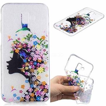 Floral Bird Girl Super Clear Soft TPU Back Cover for Samsung