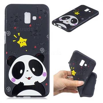 Cute Bear 3D Embossed Relief Black TPU Cell Phone Back Cover for Samsung Galaxy J6 Plus / J6 Prime